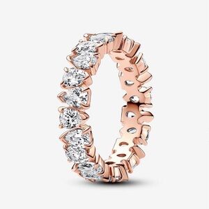 Pandora 14k Rose Gold Plated Alternating Sparkling Band Ring CZ US 7